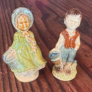Vintage Wade Whimsies JACK AND JILL 3" Figurines England Pottery Miniatures